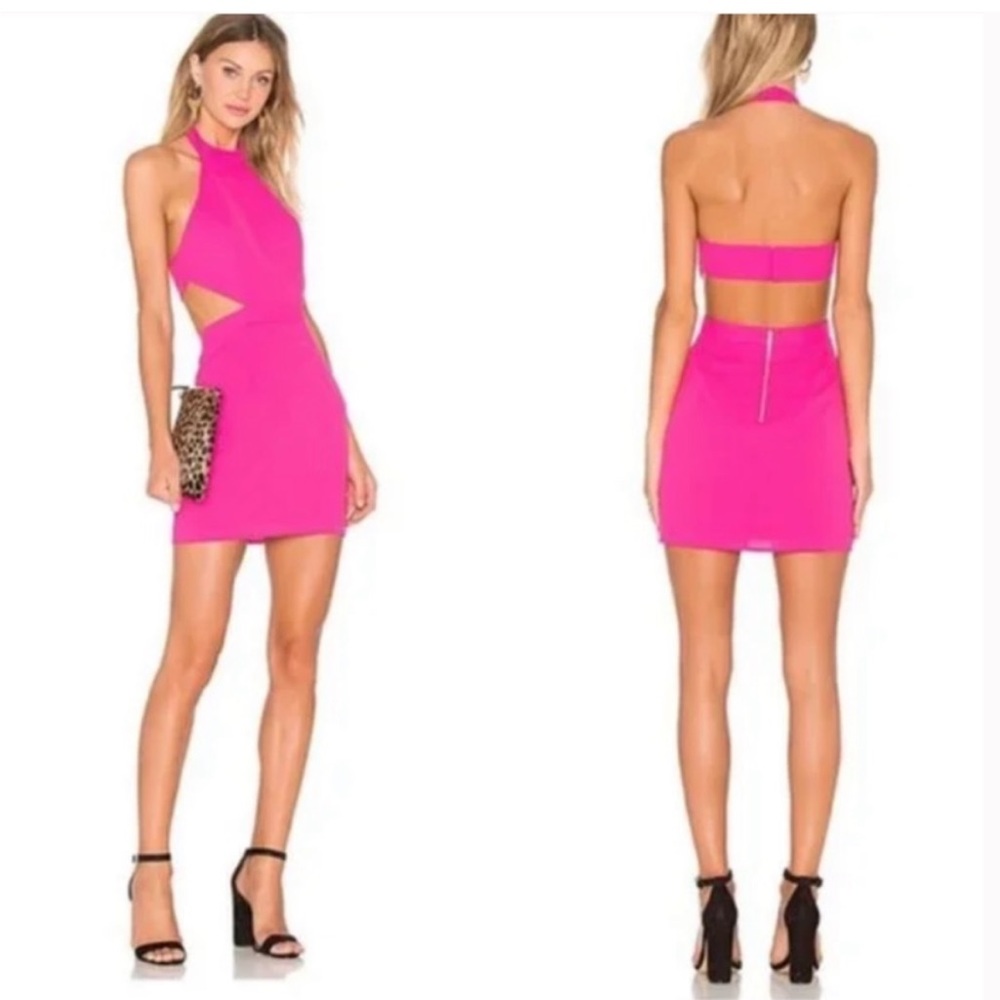 NDB pink cutout mini dress
